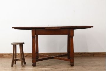 アンティーク家具　イギリスアンティーク　オーク材ドローリーフテーブル(エクステンションテーブル)