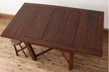 アンティーク家具　イギリスアンティーク　オーク材ドローリーフテーブル(エクステンションテーブル)