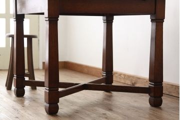 アンティーク家具　イギリスアンティーク　オーク材ドローリーフテーブル(エクステンションテーブル)