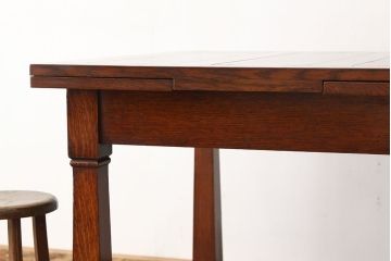 アンティーク家具　イギリスアンティーク　オーク材ドローリーフテーブル(エクステンションテーブル)