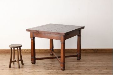 アンティーク家具　イギリスアンティーク　オーク材ドローリーフテーブル(エクステンションテーブル)