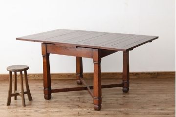 アンティーク家具　イギリスアンティーク　オーク材ドローリーフテーブル(エクステンションテーブル)