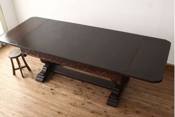 アンティーク家具　イギリスアンティーク　最上級　上質な特大ドローリーフテーブル(エクステンションテーブル)