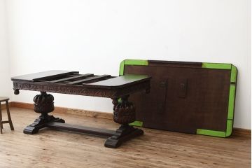 アンティーク家具　イギリスアンティーク　最上級　上質な特大ドローリーフテーブル(エクステンションテーブル)
