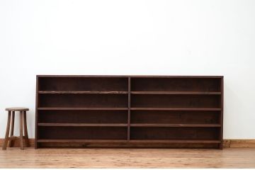 アンティーク家具　アンティーク　古い学校の薄型飾り棚(1)(陳列棚)