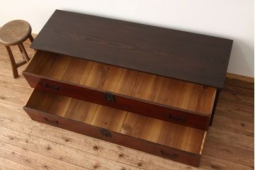 アンティーク家具　古民具・骨董 古い欅材の時代箪笥ローボード?(ローチェスト・刀箪笥)