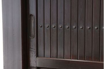 アンティーク家具　古民具・骨董　使い込まれた京都産のぼり引き出し付き一間水屋箪笥(茶箪笥・食器棚)