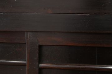 アンティーク家具　古民具・骨董　使い込まれた京都産のぼり引き出し付き一間水屋箪笥(茶箪笥・食器棚)