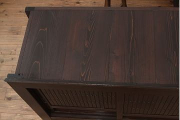 アンティーク家具　古民具・骨董　使い込まれた京都産のぼり引き出し付き一間水屋箪笥(茶箪笥・食器棚)