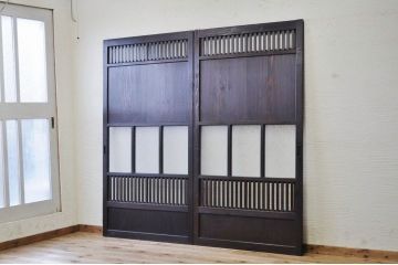 変わり型 ダイヤガラス格子帯戸2枚セット(ガラス帯戸)