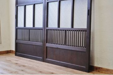変わり型 ダイヤガラス格子帯戸2枚セット(ガラス帯戸)