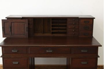 アンティーク家具　アンティーク　高級品!古いナラ材の上質な両袖机