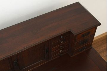 アンティーク家具　アンティーク　高級品!古いナラ材の上質な両袖机
