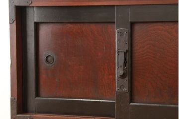アンティーク家具　古民具・骨董　古い欅材の木目の素晴らしい松本帳場箪笥?