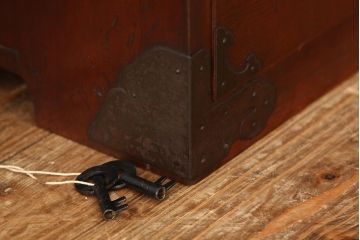 アンティーク家具　古民具・骨董　古い欅材の木目の素晴らしい松本帳場箪笥?
