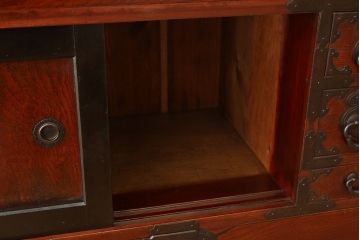 アンティーク家具　古民具・骨董　古い欅材の木目の素晴らしい松本帳場箪笥?
