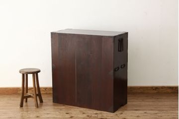 アンティーク家具　古民具・骨董　古い欅材の木目の素晴らしい松本帳場箪笥?