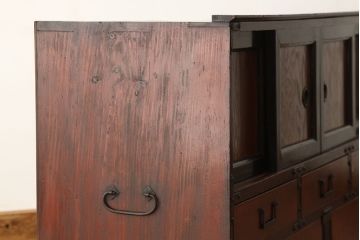 アンティーク家具　古民具・骨董　木目の素晴らしいローボード(ローチェスト・時代箪笥・刀箪笥)