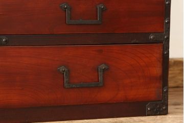 アンティーク家具　古民具・骨董　木目の素晴らしいローボード(ローチェスト・時代箪笥・刀箪笥)