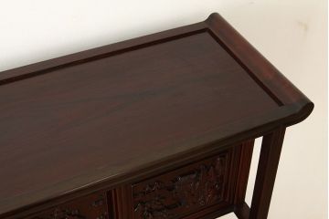 アンティーク家具　古民具・骨董　彫刻の素晴らしい唐木飾り棚(茶棚)