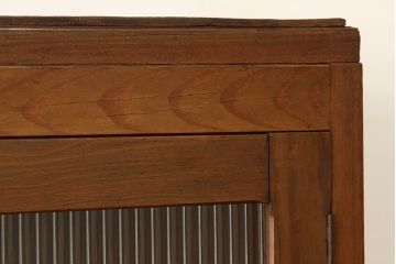 アンティーク家具　アンティーク　素敵なデザイン!古い木のシンプルなモールガラス本箱(収納棚)