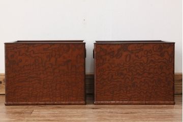 アンティーク雑貨　古民具・骨董　極上!美品!木目の素晴らしい角火鉢2個セット