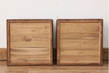 アンティーク雑貨　古民具・骨董　極上!美品!木目の素晴らしい角火鉢2個セット