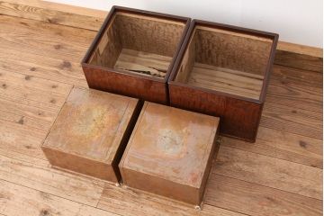 アンティーク雑貨　古民具・骨董　極上!美品!木目の素晴らしい角火鉢2個セット