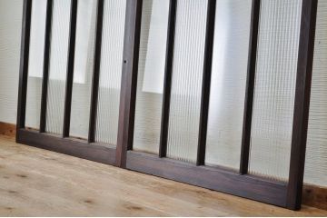 古いモールガラス引き戸2枚セット