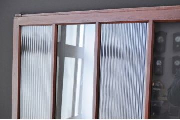 古いモールガラス引き戸2枚セット