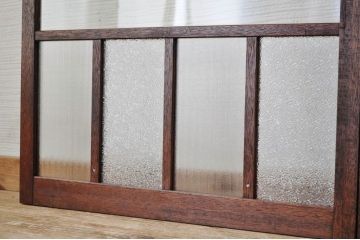 古いダイヤガラス銀モールガラス引き戸2枚セット