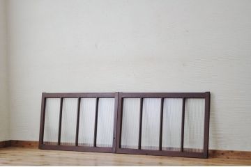古いモールガラス引き戸2枚セット