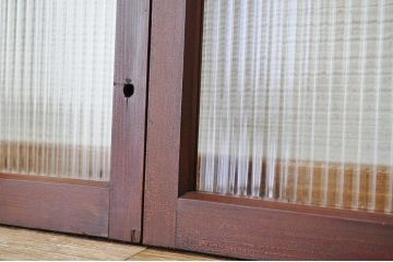 古いモールガラス引き戸2枚セット