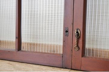 古いモールガラス引き戸2枚セット