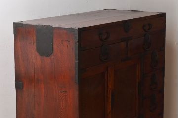 アンティーク家具　前面欅材　和製アンティーク　極上品!味のある上手帳場箪笥