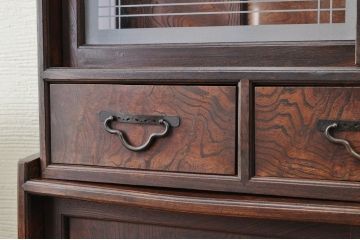 アンティーク家具　最高級!古い欅材黒柿縁の茶箪笥