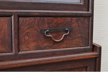 アンティーク家具　最高級!古い欅材黒柿縁の茶箪笥