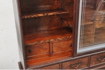 アンティーク家具　最高級!古い欅材黒柿縁の茶箪笥