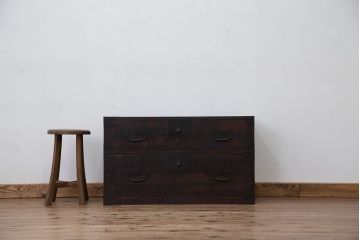アンティーク家具　古民具・骨董　使い込まれた時代箪笥ローボード(ローチェスト)