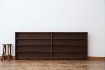 アンティーク家具　アンティーク　古い学校の薄型飾り棚(6)(陳列棚)