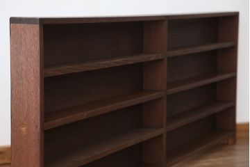 アンティーク家具　アンティーク　古い学校の薄型飾り棚(6)(陳列棚)