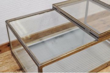 アンティーク家具　古い時計屋の真鍮製置き型ガラスケース(ショーケース)