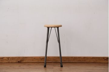 アンティーク家具　オリジナル　アイアンハイスツール 1脚(丸椅子)インダストリアル工業系(2)