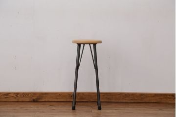 アンティーク家具　オリジナル　アイアンハイスツール 1脚(丸椅子)インダストリアル工業系(3)