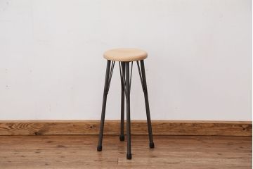 アンティーク家具　オリジナル　アイアンハイスツール 1脚(丸椅子)インダストリアル工業系(3)