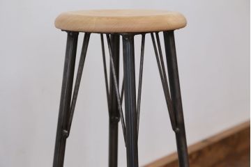 アンティーク家具　オリジナル　アイアンハイスツール 1脚(丸椅子)インダストリアアル工業系(4)