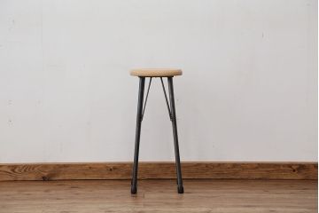 アンティーク家具　オリジナル　アイアンハイスツール 1脚(丸椅子)インダストリアアル工業系(5)