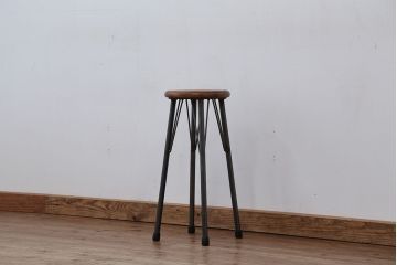 オリジナル　アイアンハイスツール 1脚(丸椅子)インダストリアアル工業系(9)