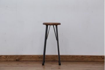 オリジナル　アイアンハイスツール 1脚(丸椅子)インダストリアアル工業系(9)