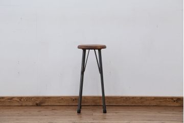 オリジナル　アイアンハイスツール 1脚(丸椅子)インダストリアアル工業系(10)